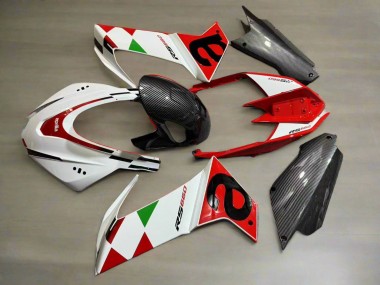 Lojas Carenagens Moto Aprilia RS660 2020-2024 - Branco Vermelho Preto Fibra de Carbono Verde
