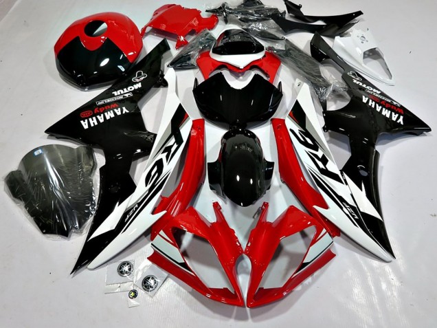 Lojas Carenagens Moto Yamaha YZF 600 R6 2008-2016 - Branco Vermelho Preto Brilhante Motul Michelin