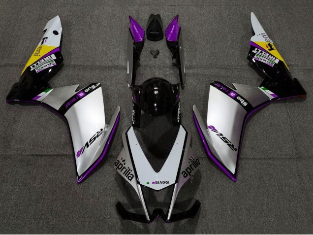 Lojas Carenagens Moto Aprilia RSV4 1000 2009-2015 - Prata Preto Roxo Amarelo