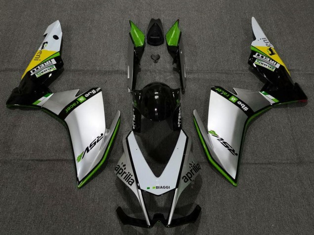 Lojas Carenagens Moto Aprilia RSV4 1000 2009-2015 - Prata Preto Verde Amarelo