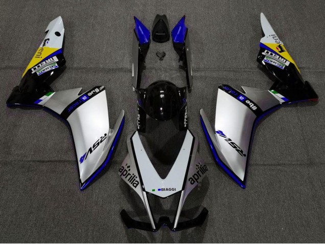 Lojas Carenagens Moto Aprilia RSV4 1000 2009-2015 - Prata Preto Azul Amarelo