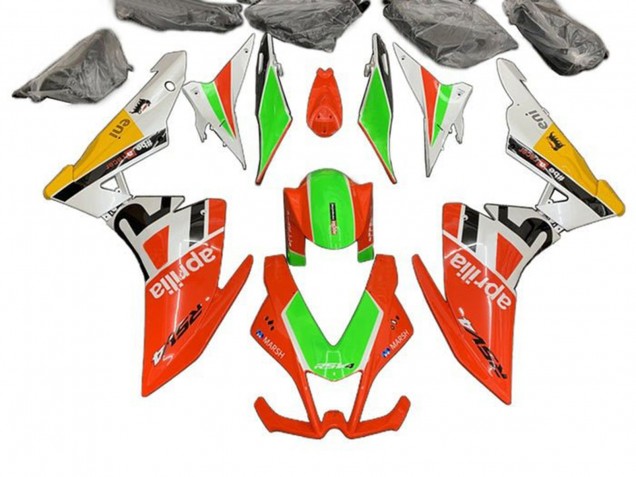 Lojas Carenagens Moto Aprilia RSV4 1000 2009-2015 - Vermelho Verde Branco Amarelo