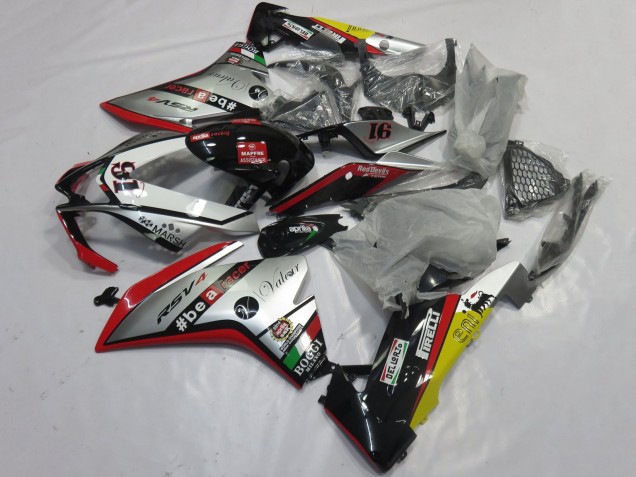 Lojas Carenagens Moto Aprilia RSV4 1000 2009-2015 - Prata Vermelho Preto Amarelo