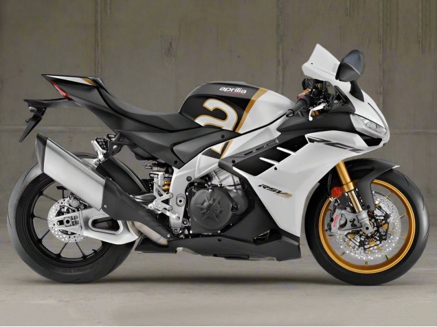 Lojas Carenagens Moto Aprilia RSV4 1100 2021-2024 - Branco Preto Ouro