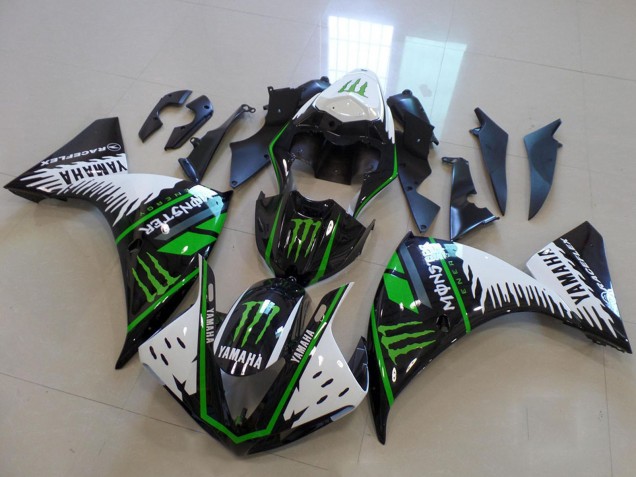Lojas Carenagens Moto Yamaha YZF R1 2009-2011 - Branco Azul Preto Verde Monstro