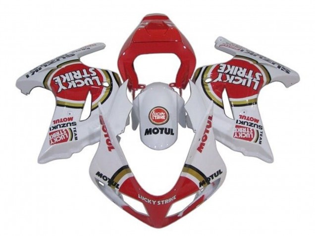 Lojas Carenagens Moto Suzuki SV650 2003-2013 - Branco Vermelho Lucky Strike