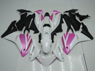 Lojas Carenagens Moto Honda CBR125R 2002-2006 - Branco Rosa Preto Fosco