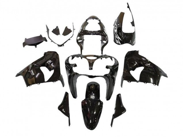 Lojas Carenagens Moto Kawasaki ZX9R 2000-2001 - Preto Brilhante Branco Decal