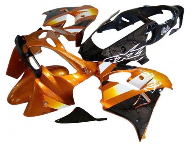Lojas Carenagens Moto Kawasaki ZX9R 2002-2003 - Laranja Preto Branco