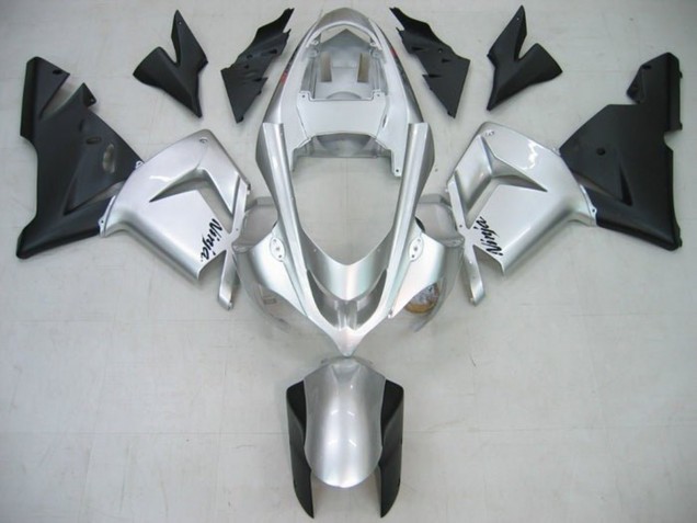Lojas Carenagens Moto Kawasaki ZX10R 2004-2005 - Prata Brilhante Preto Fosco