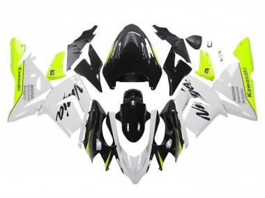 Lojas Carenagens Moto Kawasaki ZX10R 2004-2005 - Branco Preto Amarelo Néon