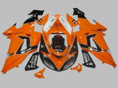 Lojas Carenagem Moto Kawasaki ZX10R 2006-2007 - Laranja Branco Preto Corrida Elf