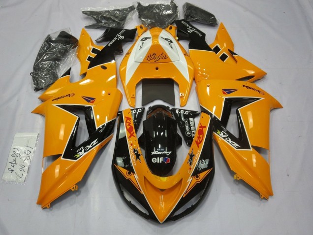 Lojas Carenagens Moto Kawasaki ZX10R 2006-2007 - Laranja Branco Preto Corrida Elf