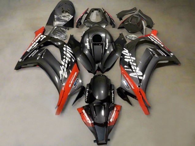 Lojas Carenagens Moto Kawasaki ZX10R 2011-2015 - Falso Fibra de Carbono Vermelho Branco