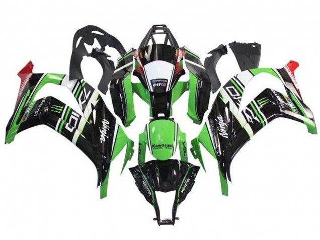 Lojas Carenagens Moto Kawasaki ZX10R 2011-2015 - Verde Preto Branco Vermelho Listra Monstro