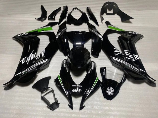 Lojas Carenagens Moto Kawasaki ZX10R 2016-2020 - Preto Brilhante Branco Verde Listra Neve