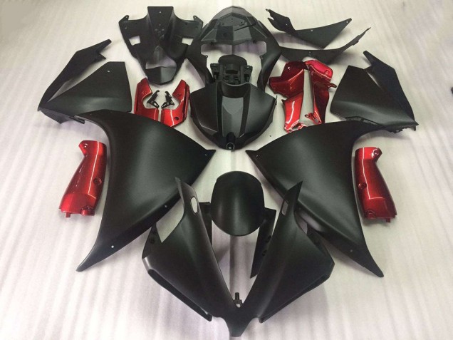 Lojas Carenagens Moto Yamaha YZF R1 2012-2014 - Preto Fosco Vermelho Brilhante