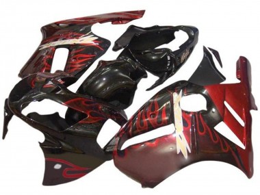 Lojas Carenagens Moto Kawasaki ZX12R 2000-2001 - Preto Brilhante Vermelho Chama