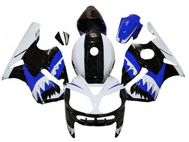 Lojas Carenagens Moto Kawasaki ZX12R 2000-2001 - Branco Preto Azul Tubarão