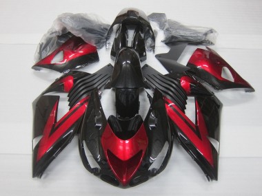 Lojas Carenagens Moto Kawasaki ZX14R ZZR1400 2006-2011 - Doce Vermelho Preto Brilhante