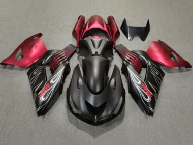 Lojas Carenagens Moto Kawasaki ZX14R ZZR1400 2006-2011 - Preto Fosco Vermelho Prata Chama
