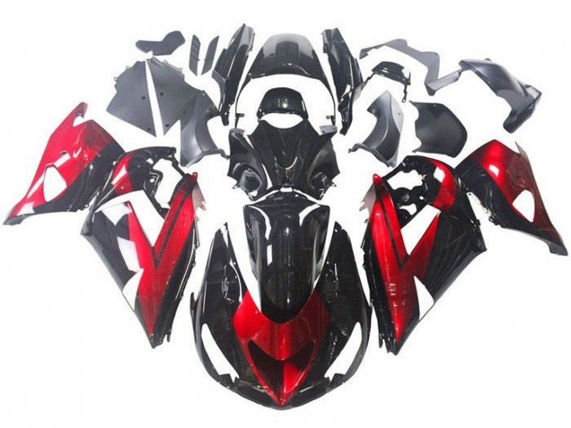 Lojas Carenagens Moto Kawasaki ZX14R ZZR1400 2006-2011 - Vermelho Preto Brilhante