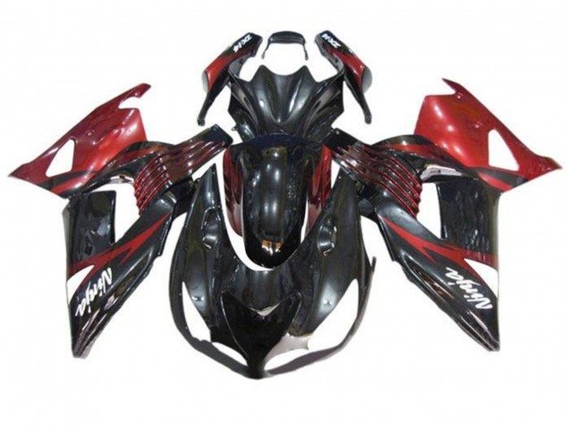 Lojas Carenagens Moto Kawasaki ZX14R ZZR1400 2006-2011 - Vermelho Preto Brilhante Branco Decal