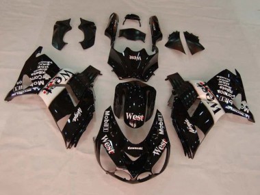 Lojas Carenagens Moto Kawasaki ZX14R ZZR1400 2006-2011 - Preto Brilhante Branco West