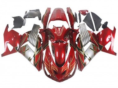 Lojas Carenagens Moto Kawasaki ZX14R ZZR1400 2006-2011 - Vermelho Prata Preto Ouro