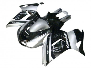 Lojas Carenagens Moto Kawasaki ZX14R ZZR1400 2006-2011 - Prata Preto Monstro