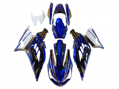 Lojas Carenagens Moto Kawasaki ZX14R ZZR1400 2012-2024 - Branco Ouro Azul Preto Listra
