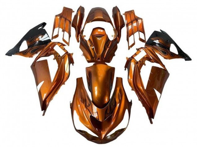 Lojas Carenagens Moto Kawasaki ZX14R ZZR1400 2012-2024 - Rust Laranja Chama