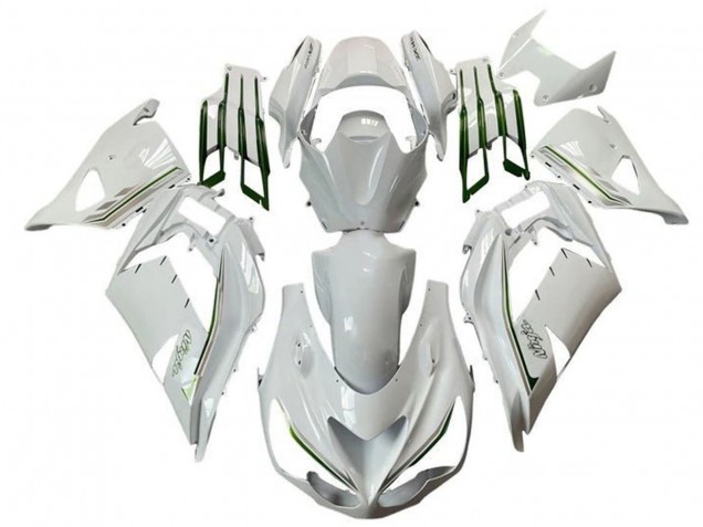 Lojas Carenagens Moto Kawasaki ZX14R ZZR1400 2012-2024 - Branco Verde Prata Listra