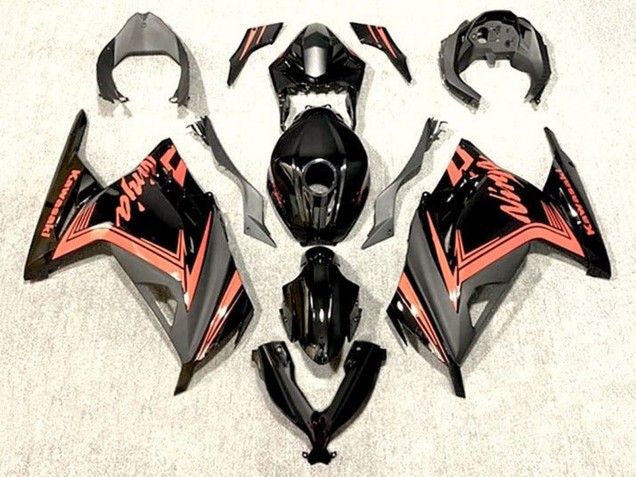 Lojas Carenagens Moto Kawasaki EX300 2013-2024 - Preto Brilhante Laranja
