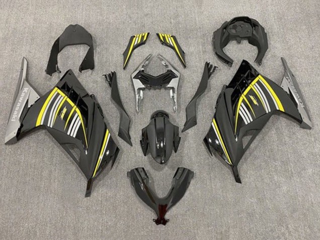 Lojas Carenagens Moto Kawasaki EX300 2013-2024 - Amarelo Prata Preto Brilhante Preto Fosco