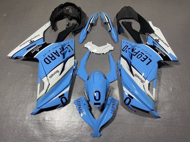 Lojas Carenagens Moto Kawasaki EX300 2013-2024 - Branco Azul Preto Leopard