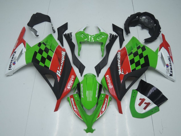 Lojas Carenagens Moto Kawasaki EX300 2013-2024 - Verde Branco Vermelho Preto Motocard