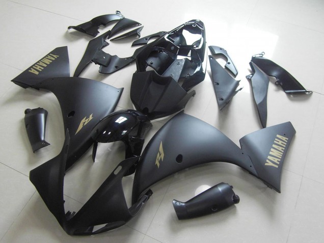 Lojas Carenagem Moto Yamaha YZF R1 2012-2014 - Preto Brilhante Preto Fosco Ouro Decalques