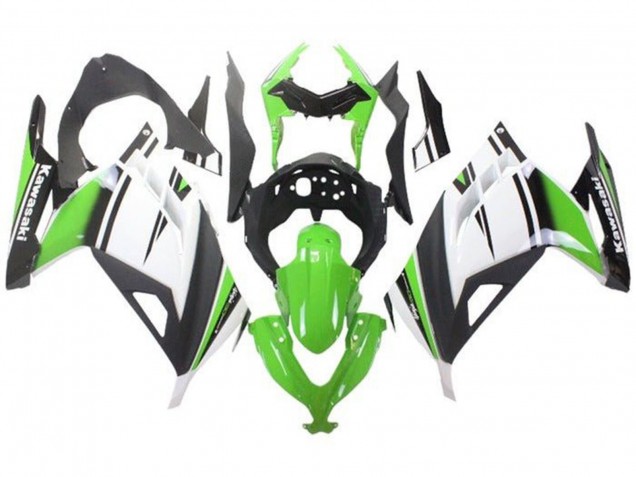 Lojas Carenagens Moto Kawasaki EX300 2013-2024 - Verde Branco Preto Preto Fosco