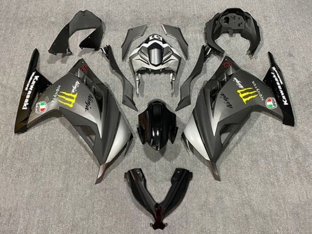 Lojas Carenagens Moto Kawasaki EX300 2013-2024 - Cinzento Fosco Preto Amarelo Monstro