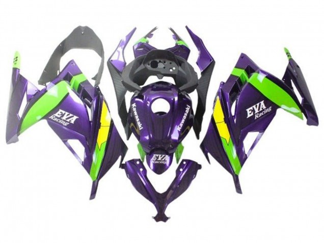 Lojas Carenagens Moto Kawasaki EX300 2013-2024 - Roxo Verde Amarelo Eva Corrida