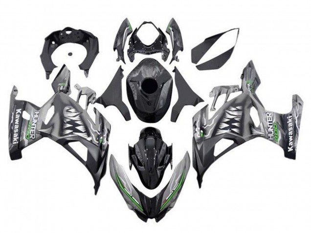 Lojas Carenagens Moto Kawasaki Ninja 400 2018-2024 - Nardo Cinzento Preto Tubarão