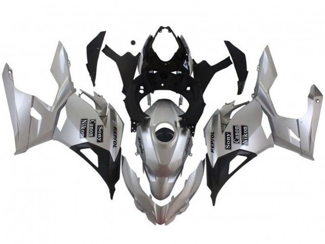 Lojas Carenagens Moto Kawasaki Ninja 400 2018-2024 - Prata Preto Repsol