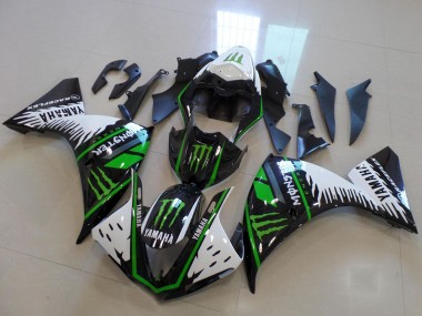 Lojas Carenagem Moto Yamaha YZF R1 2012-2014 - Branco Preto Verde Monstro