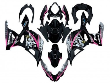 Lojas Carenagens Moto Kawasaki Ninja 400 2018-2024 - Preto Brilhante Rosa Branco