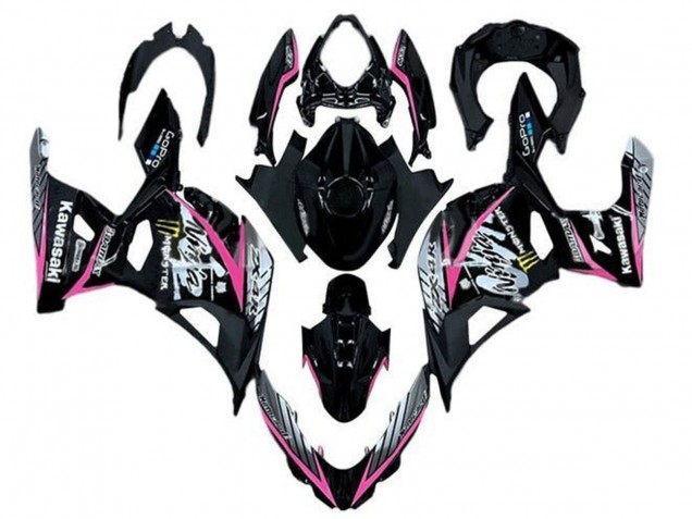 Lojas Carenagens Moto Kawasaki Ninja 400 2018-2024 - Preto Brilhante Rosa Branco