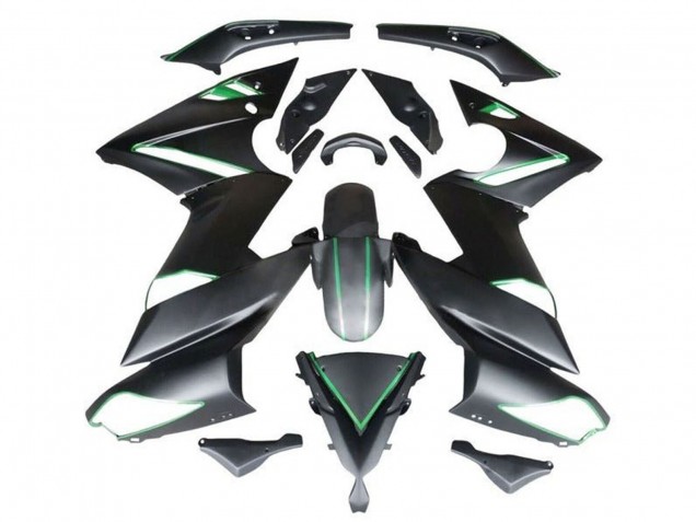 Lojas Carenagens Moto Kawasaki Ninja 650 EX650 2009-2011 - Preto Fosco Verde Listra