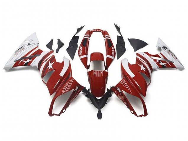 Lojas Carenagens Moto Kawasaki Ninja 650 EX650 2009-2011 - Vermelho Branco Estrela Acer