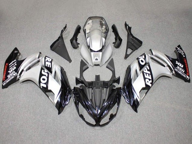 Lojas Carenagens Moto Kawasaki Ninja 650 EX650 2012-2016 - Prata Preto Repsol