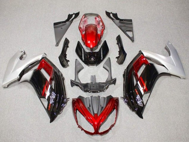 Lojas Carenagens Moto Kawasaki Ninja 650 EX650 2012-2016 - Prata Vermelho Preto Brilhante
